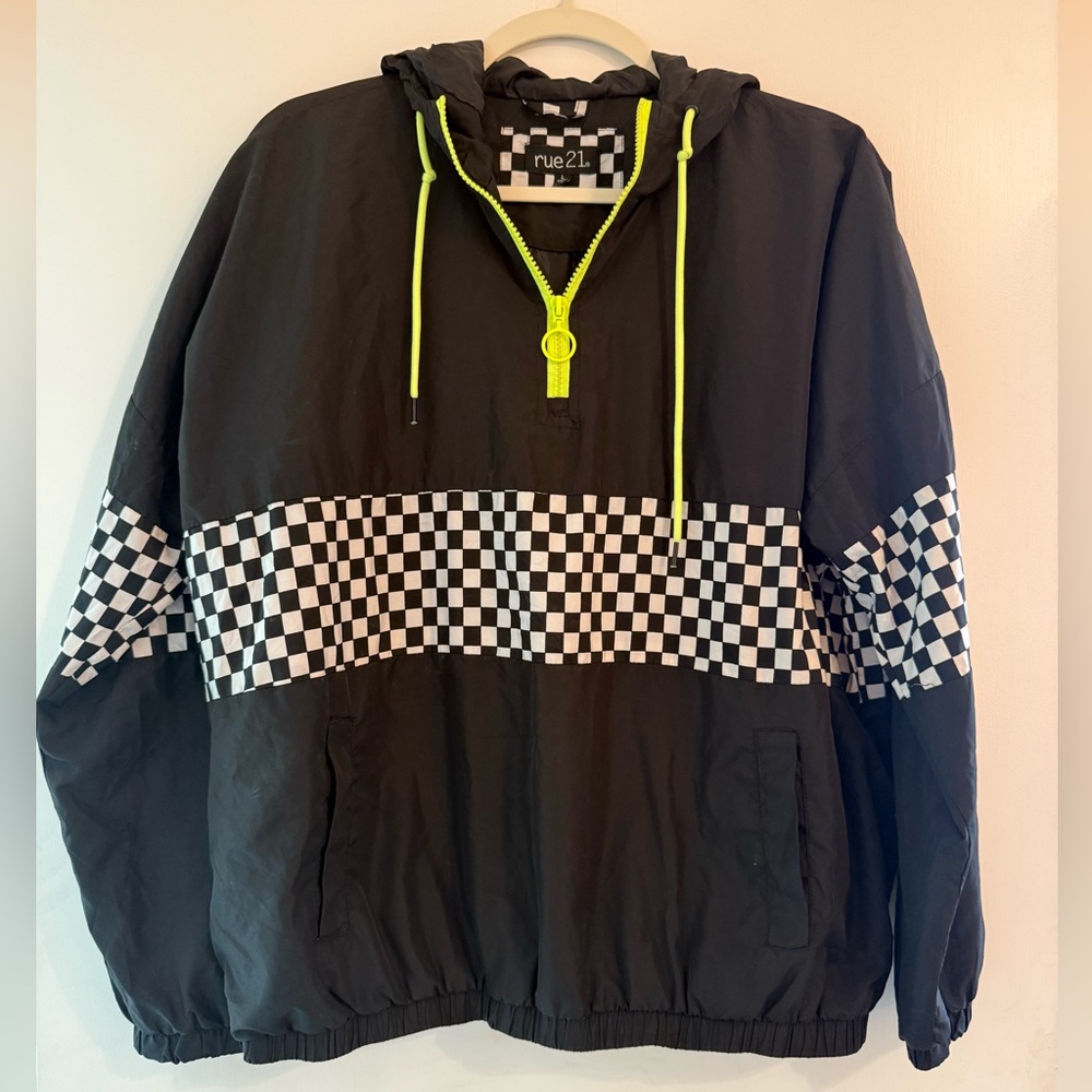 Rue21 Black Jacket with Neon Accents Size L